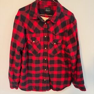 JACHS GIRLFRIEND Women's Flannel Shirt Jacket Red/Black Size LARGE